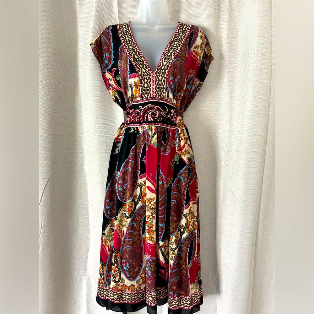 ECI silk peasant dress
